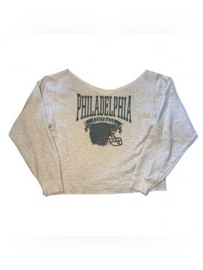 Gray cropped off the shoulder sweatshirt Philadelphia eagles NFL Football🗻